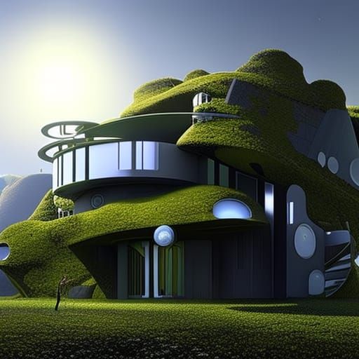 Sci-Fi Alien House in Klimt Style