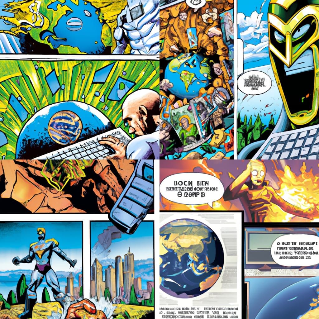 Computer Apocalypse in Comic Book Style