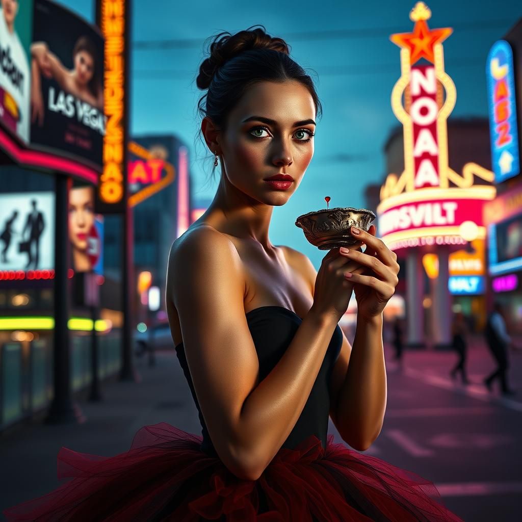 Ballet Dancer Vampire in Neon Vegas, Hyperrealism