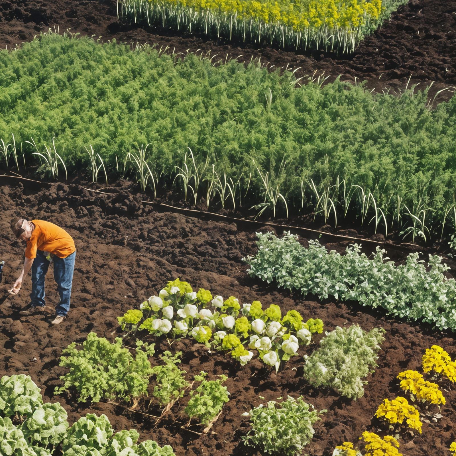 Organic farmer working hard