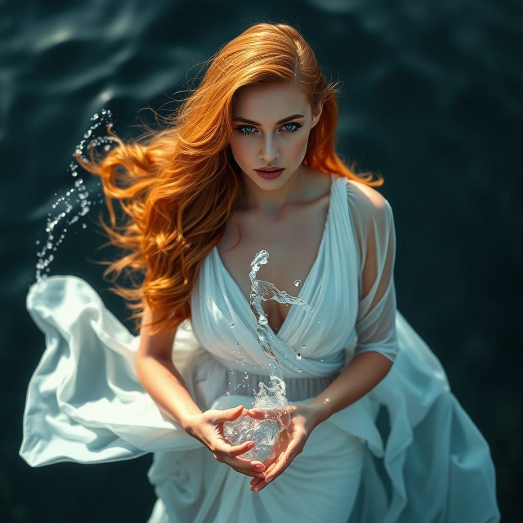 Girl with Golden Hair in Flowing Dress