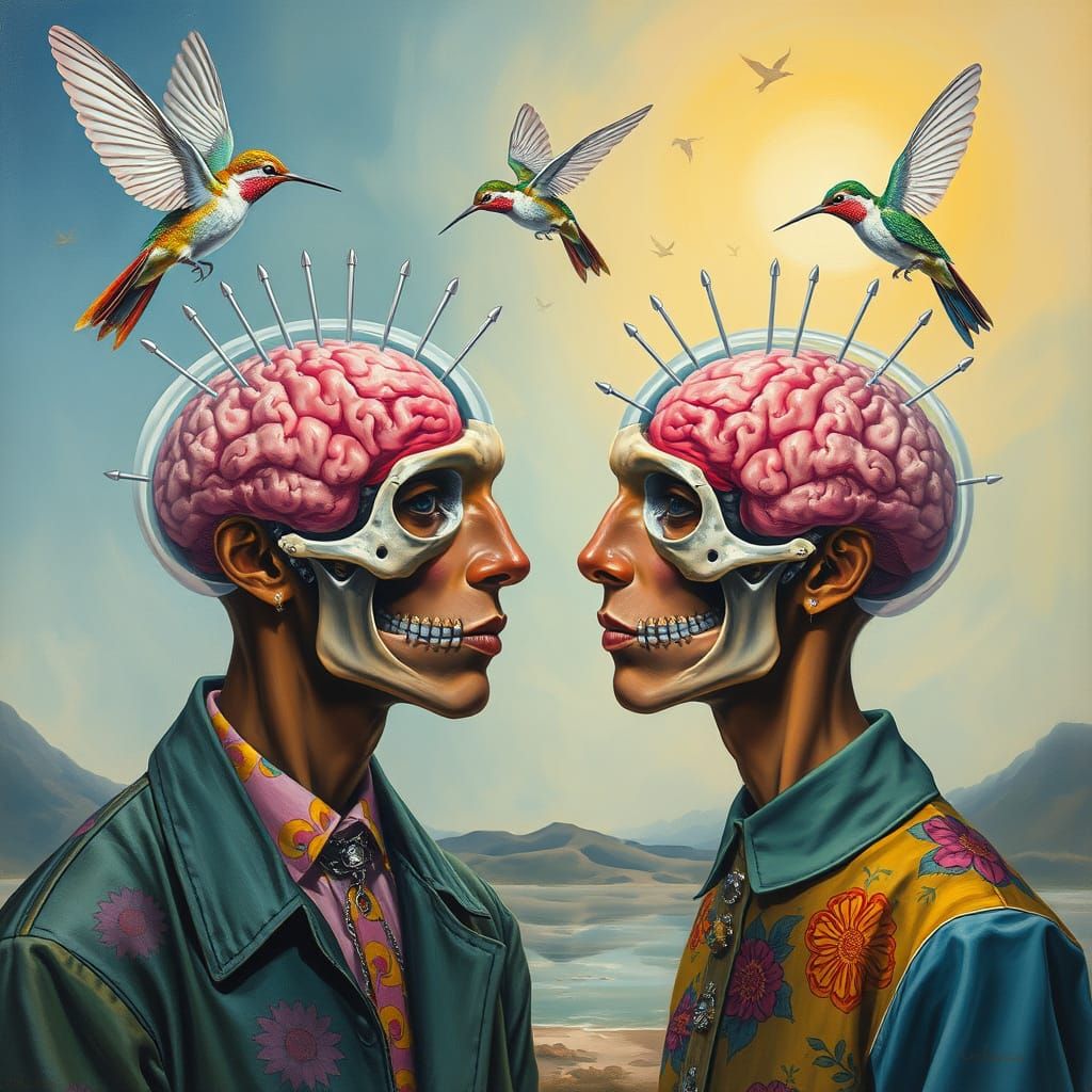 Surrealist Portraits of Minds Unveiled in Vibrant Dreamscape...