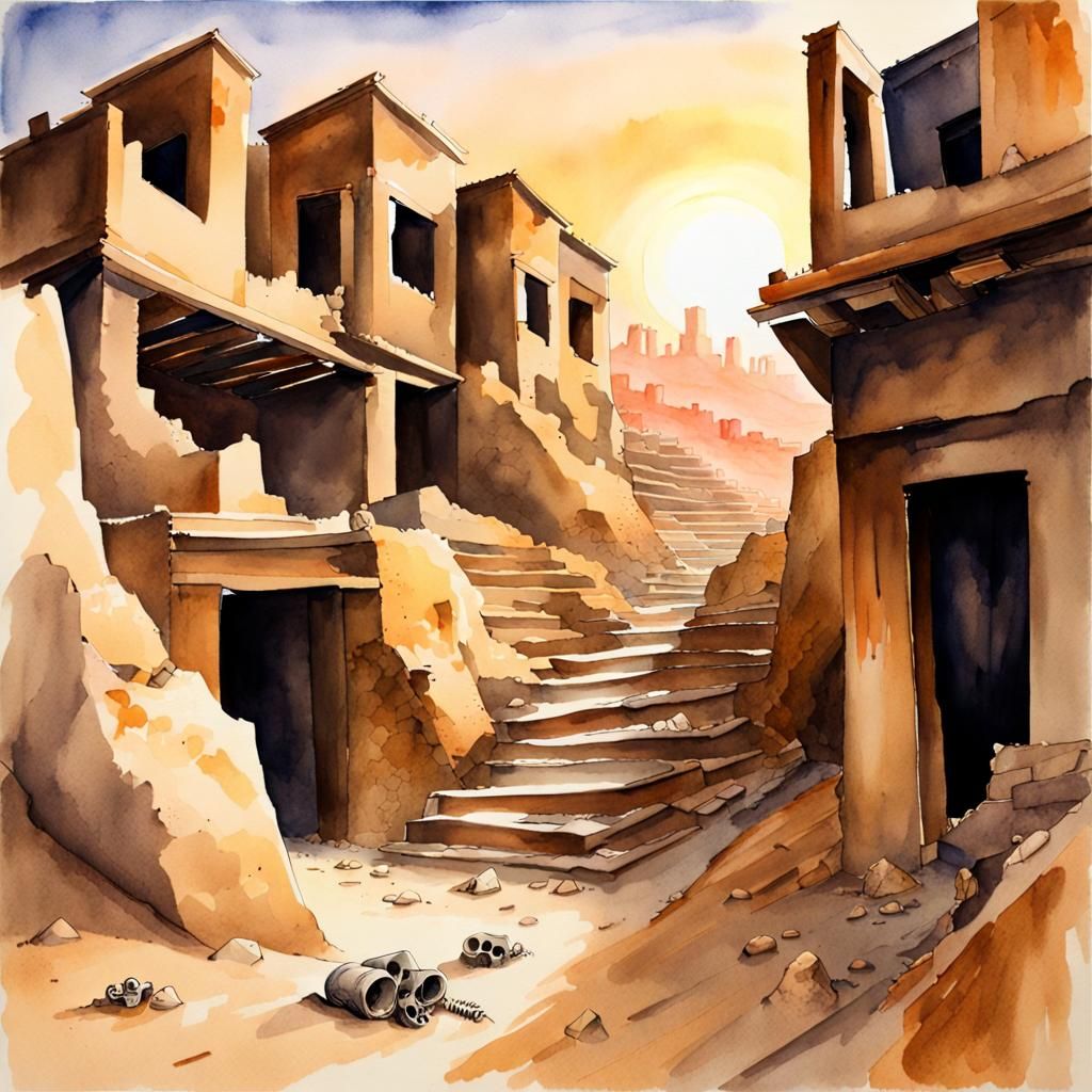 Desert Ruins in Watercolor