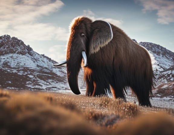 Fluffy Mammoth Roams the Tundra