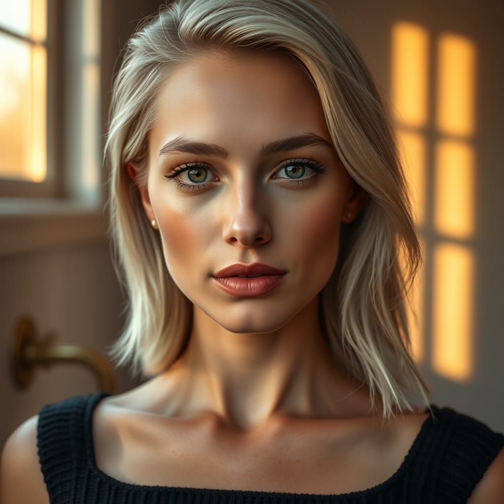 Hyperrealistic Portrait of a Captivating Woman in Soft Light...