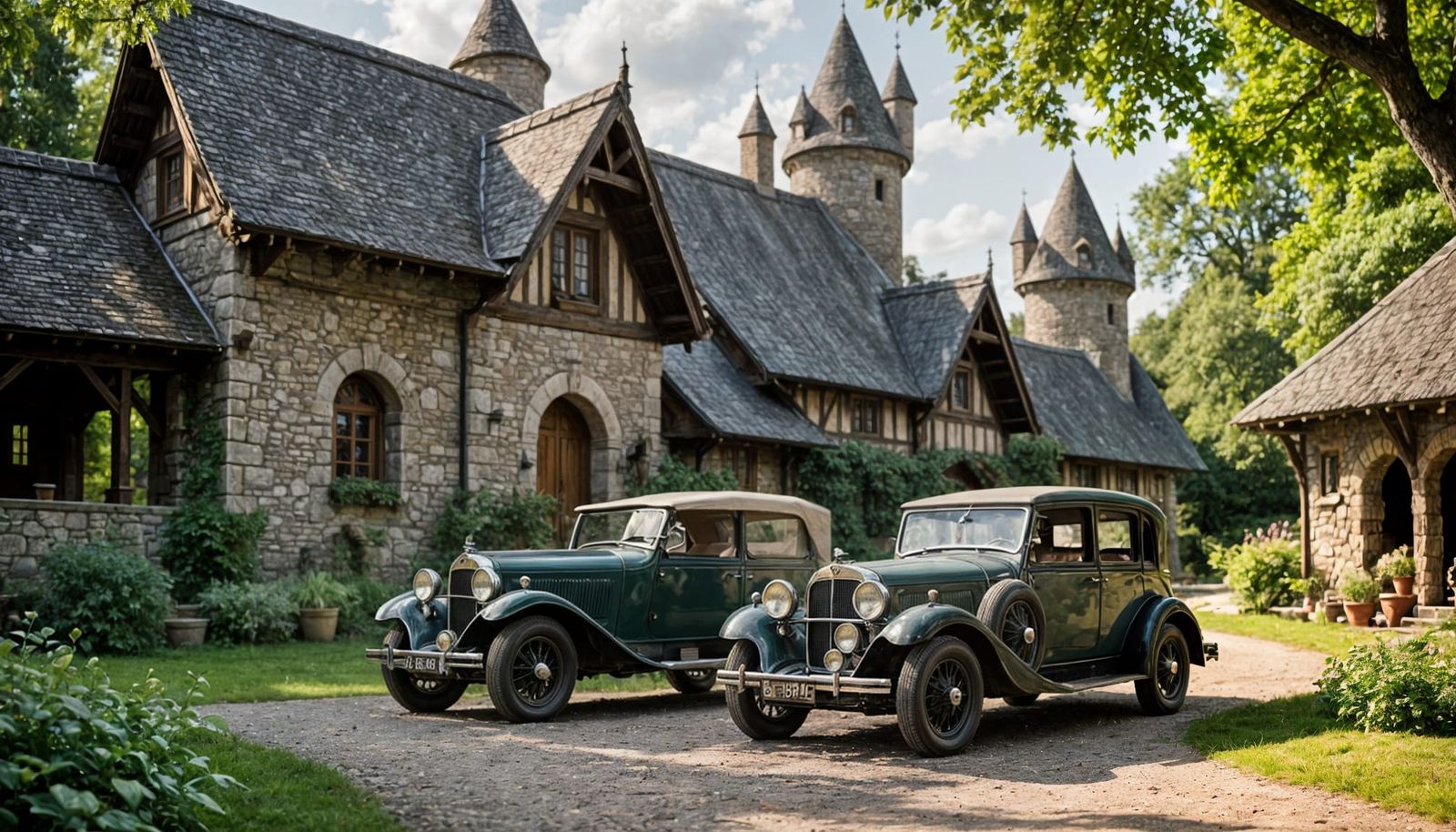Vintage Cars in Enchanted Forest Cottage