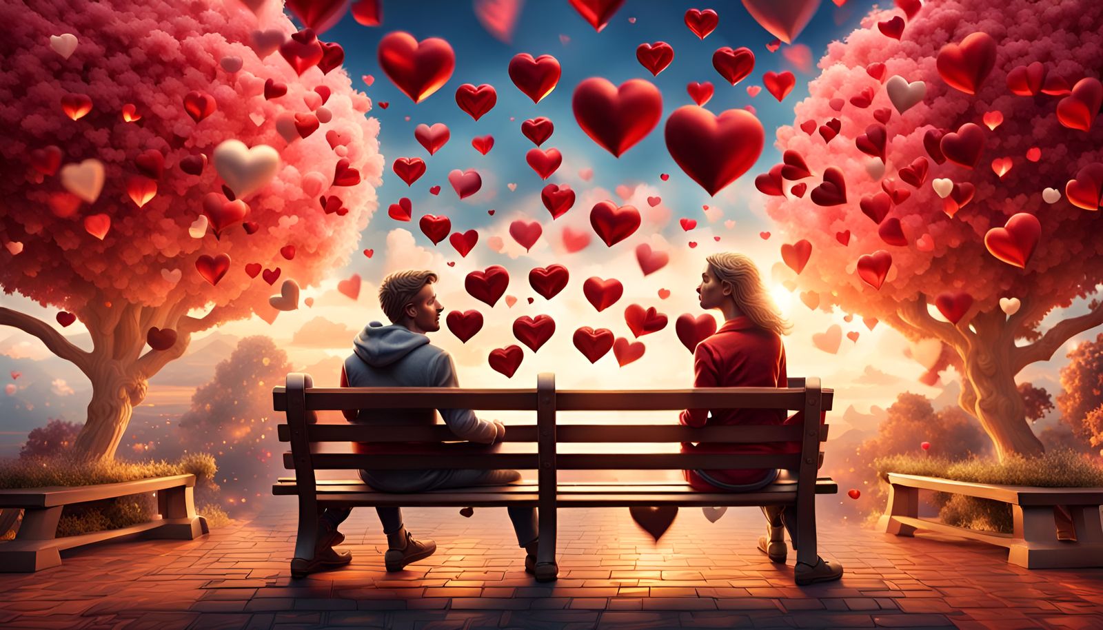 Cupid in Flight with Hearts, Hyperrealistic 8K