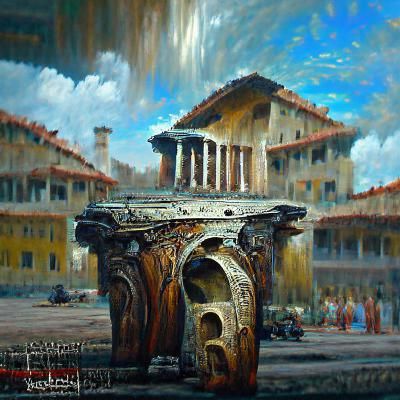 Roman Architecture Oil Painting in Classical Style