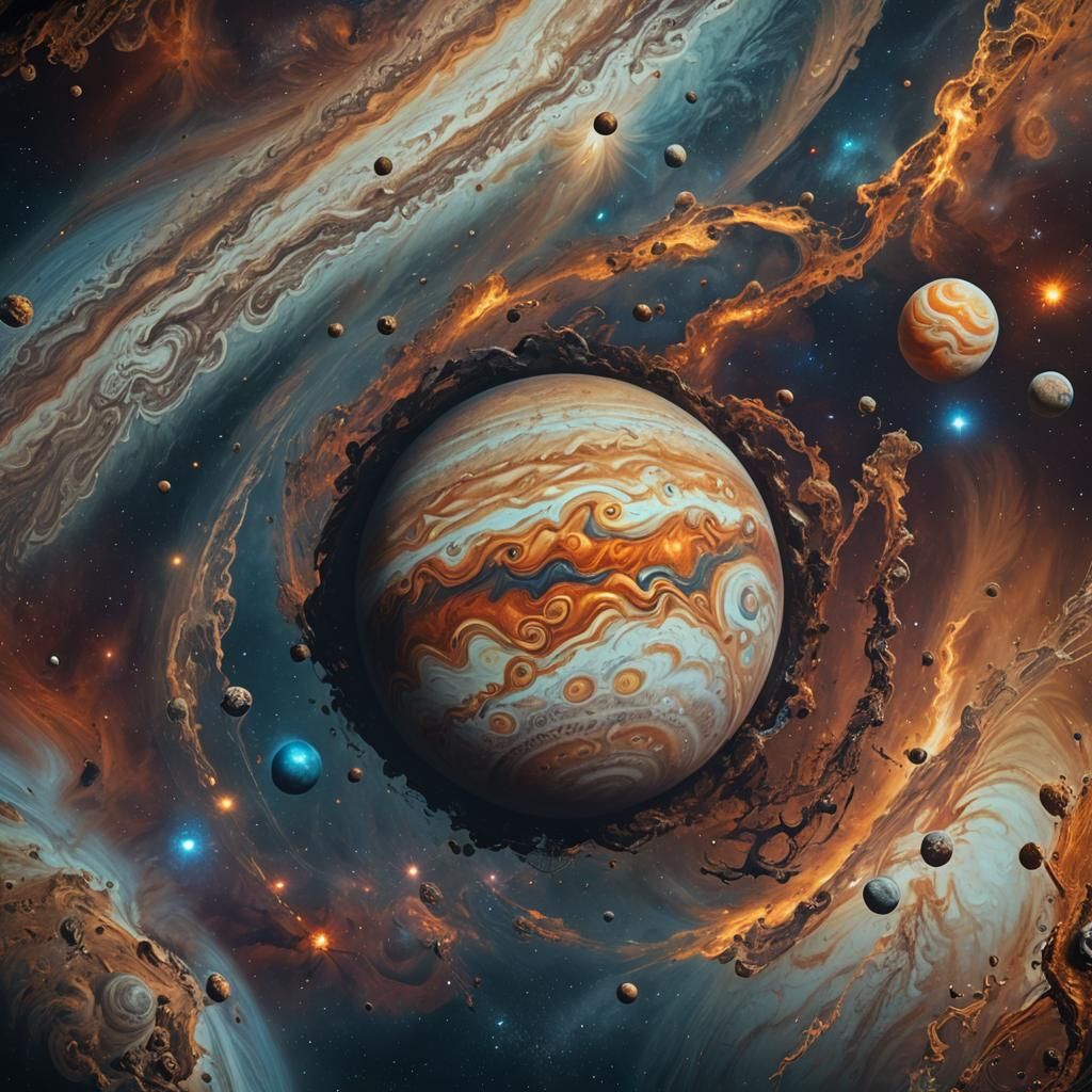 Detailed Matte Painting of Jupiter in Space