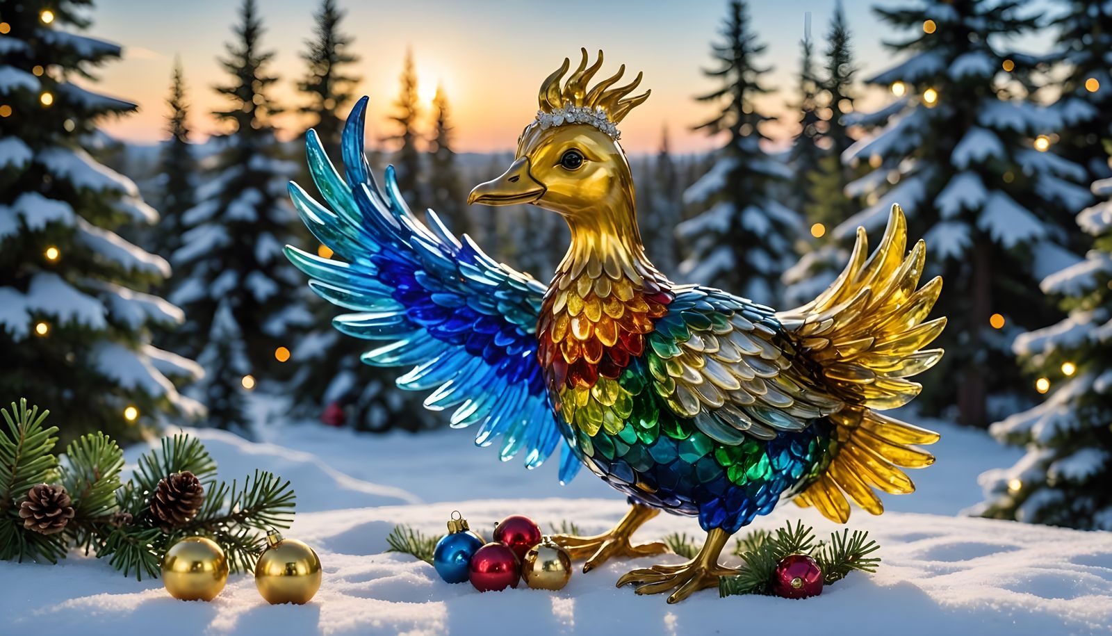 Whimsical Christmas Wonderland in Vibrant Glass