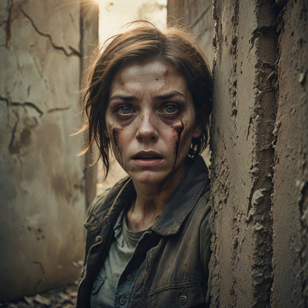 Girl in Desolate Post-Apocalyptic Landscape