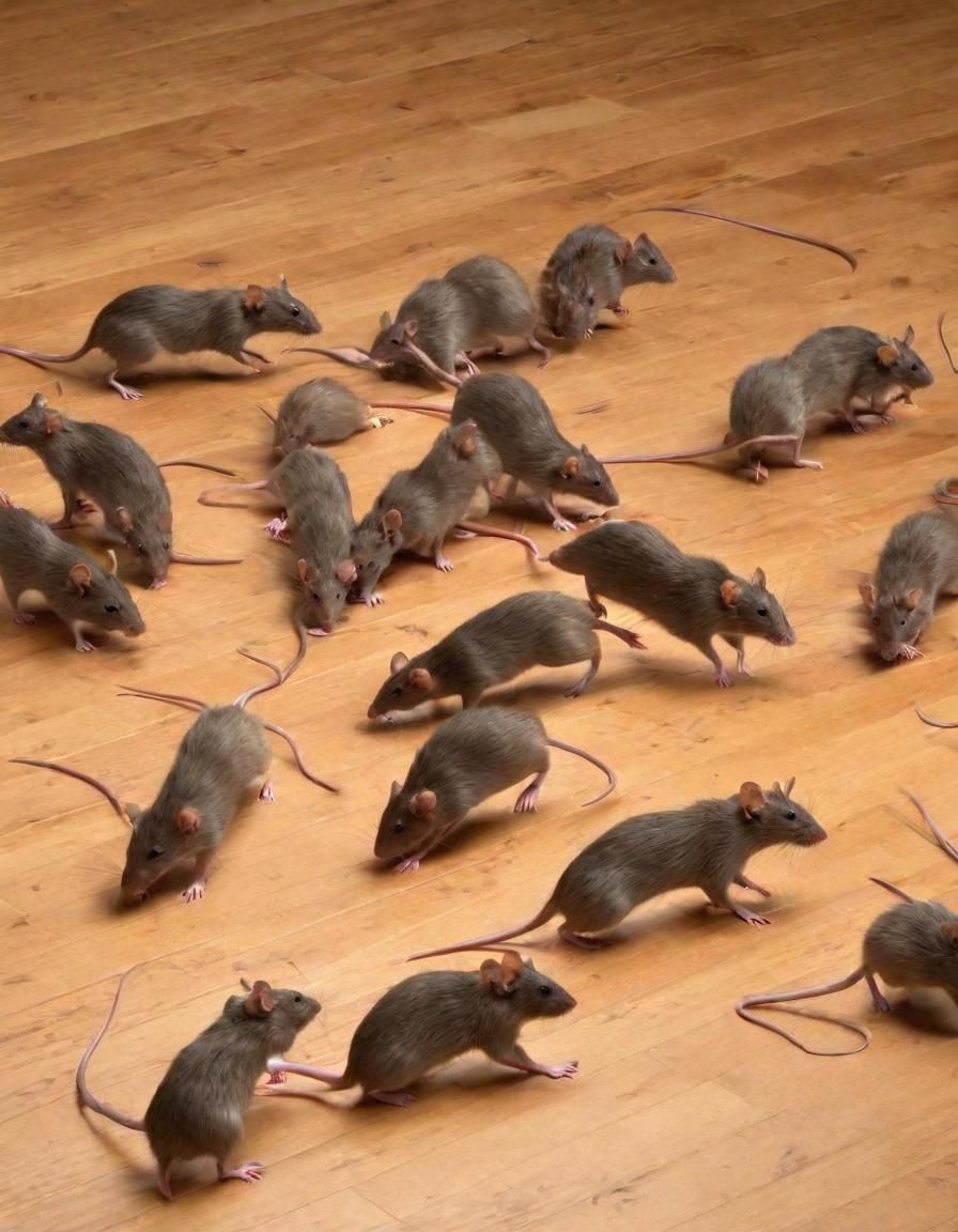Swarm of Rats Running Across a Grimy Floor