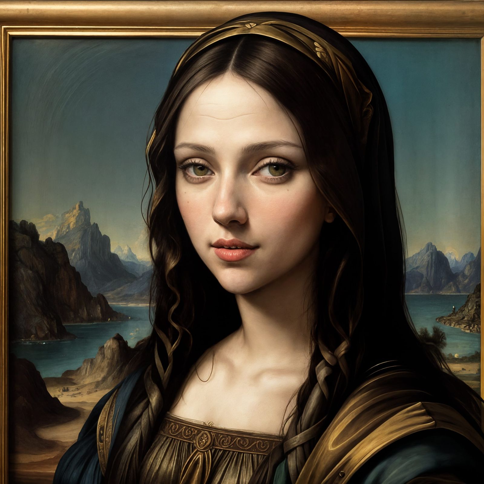 Mona Lisa Portrait in Rockwell Style