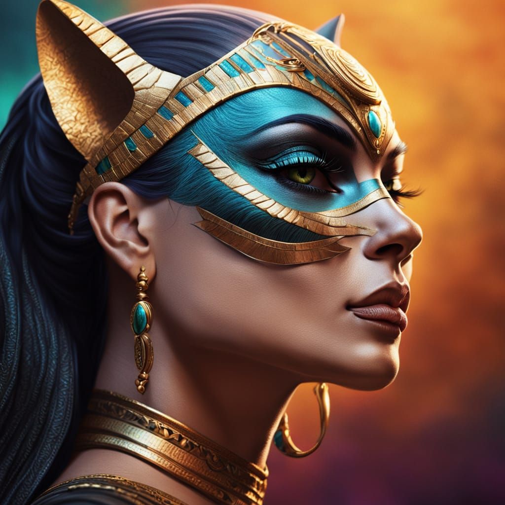 Sensual Cat Woman Profile in Egyptian Queen Style