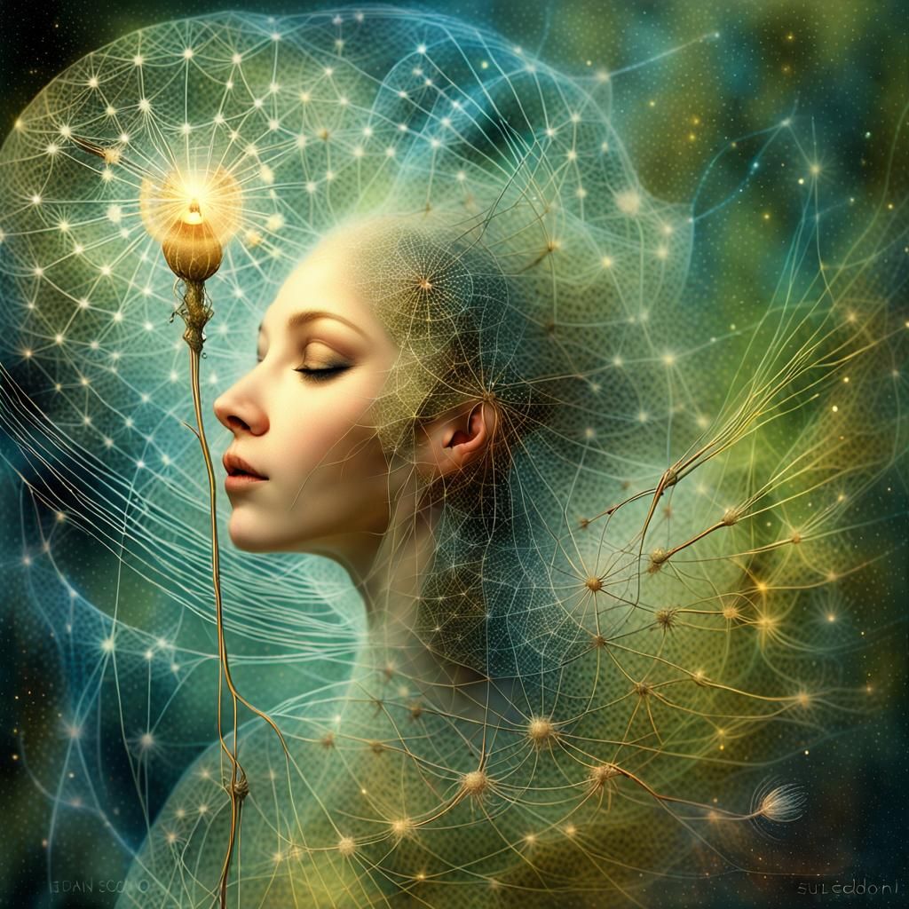 Cosmic Dandelion Seed Dreamscape in Digital Art Style