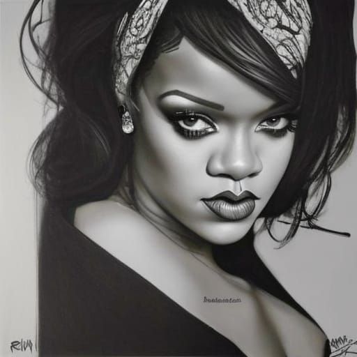Rihanna Portrait in Abstract Expressionist Style