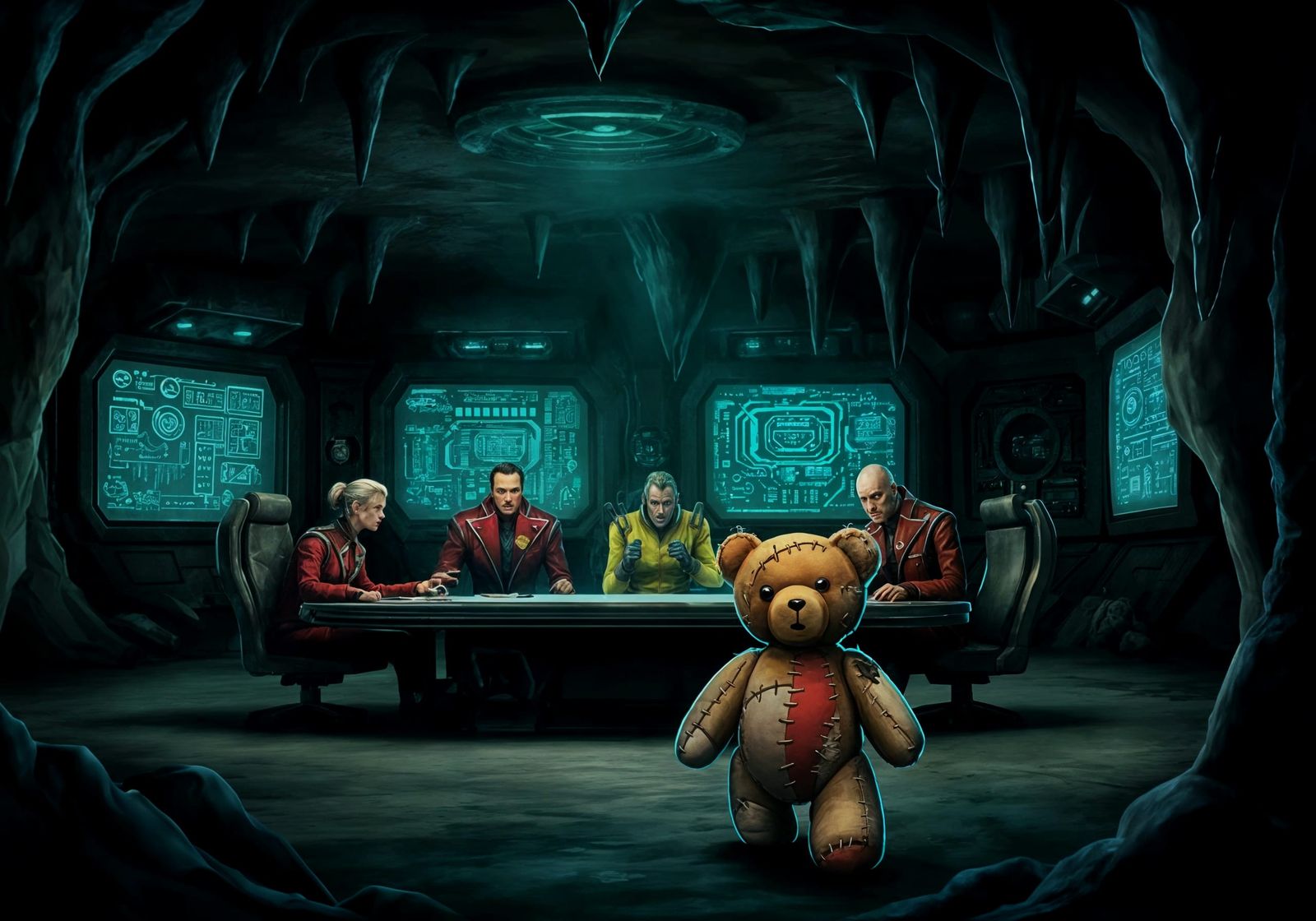 Teddy Bear Interrupts Villain Meeting