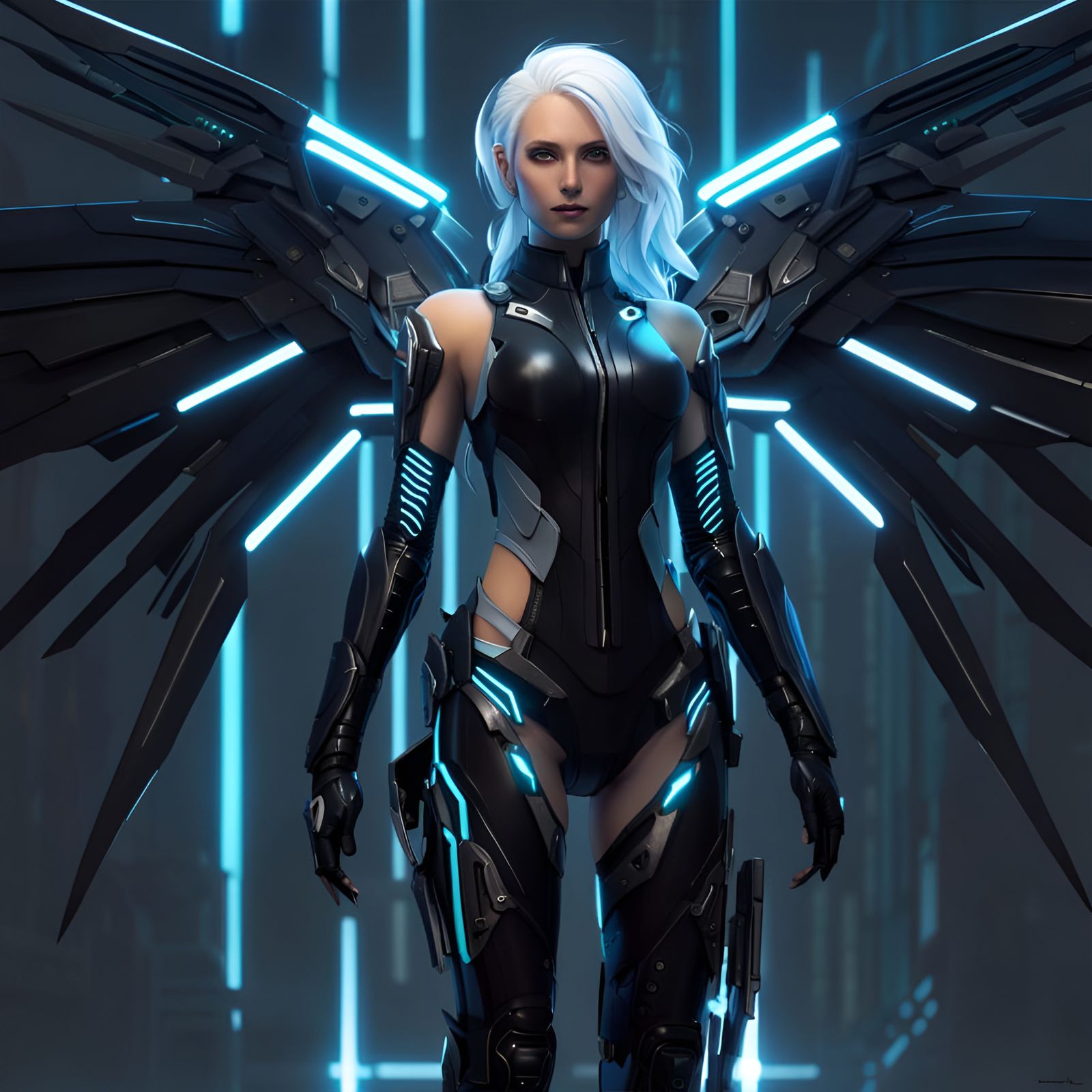 Sci-Fi Technomancer Girl with Angelic Drones