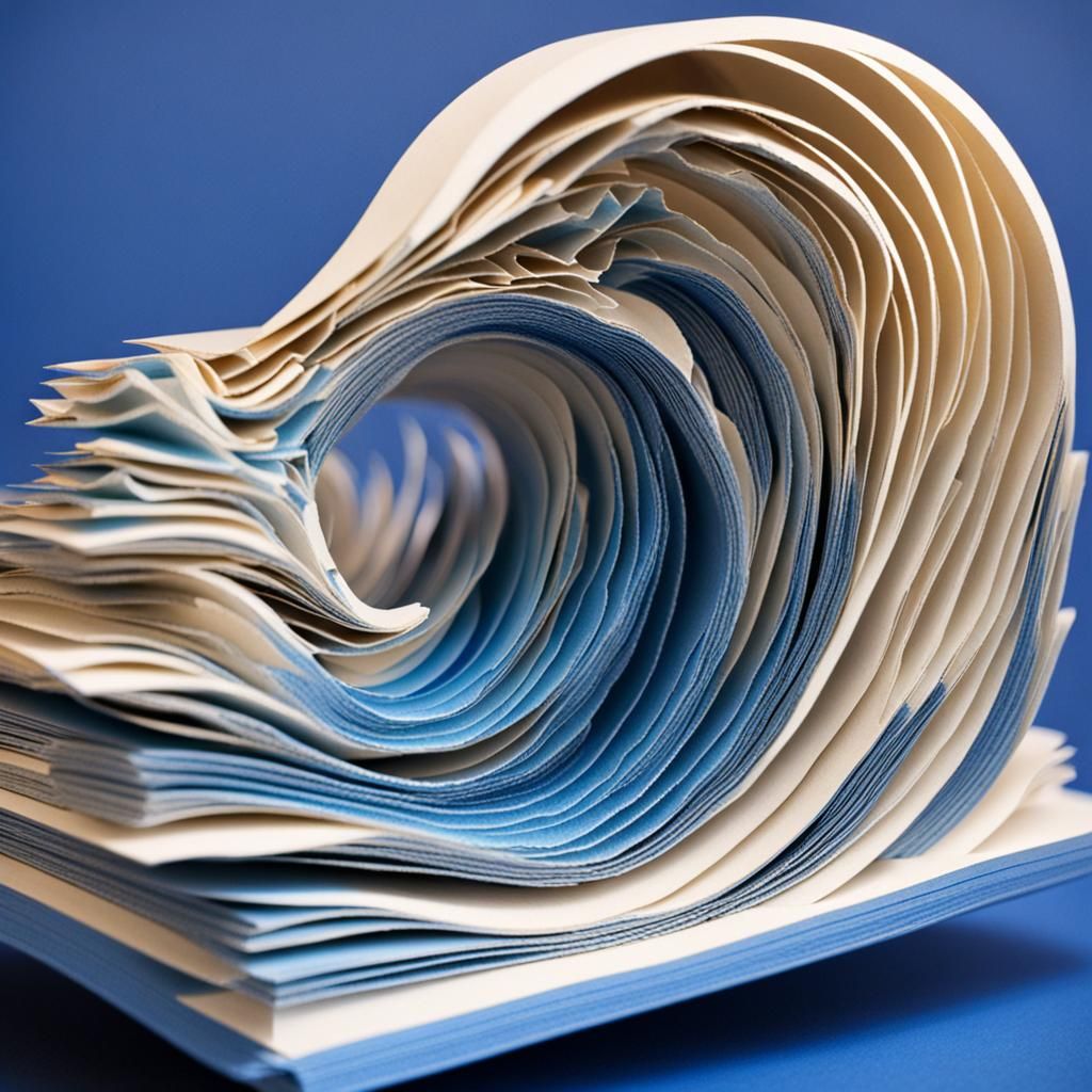 Blue Book Sculpture with Wavy Pages