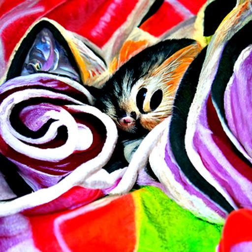 Cozy Kitten Oil Painting by James Gurney