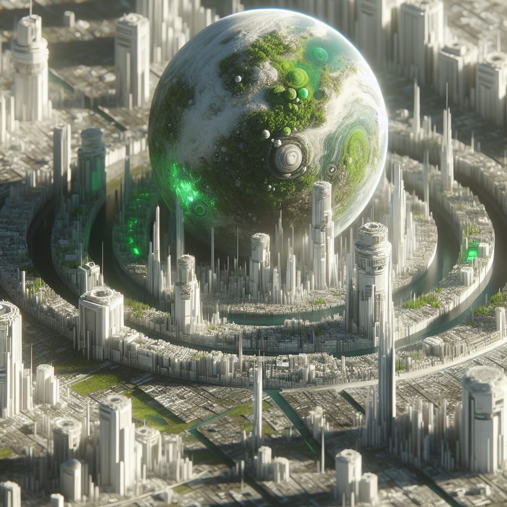 Futuristic Green City on Alien Planet in 8K
