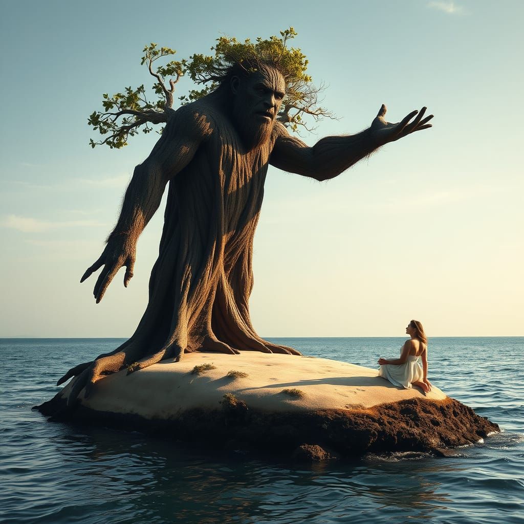 Tree Giant and Woman by the Sea