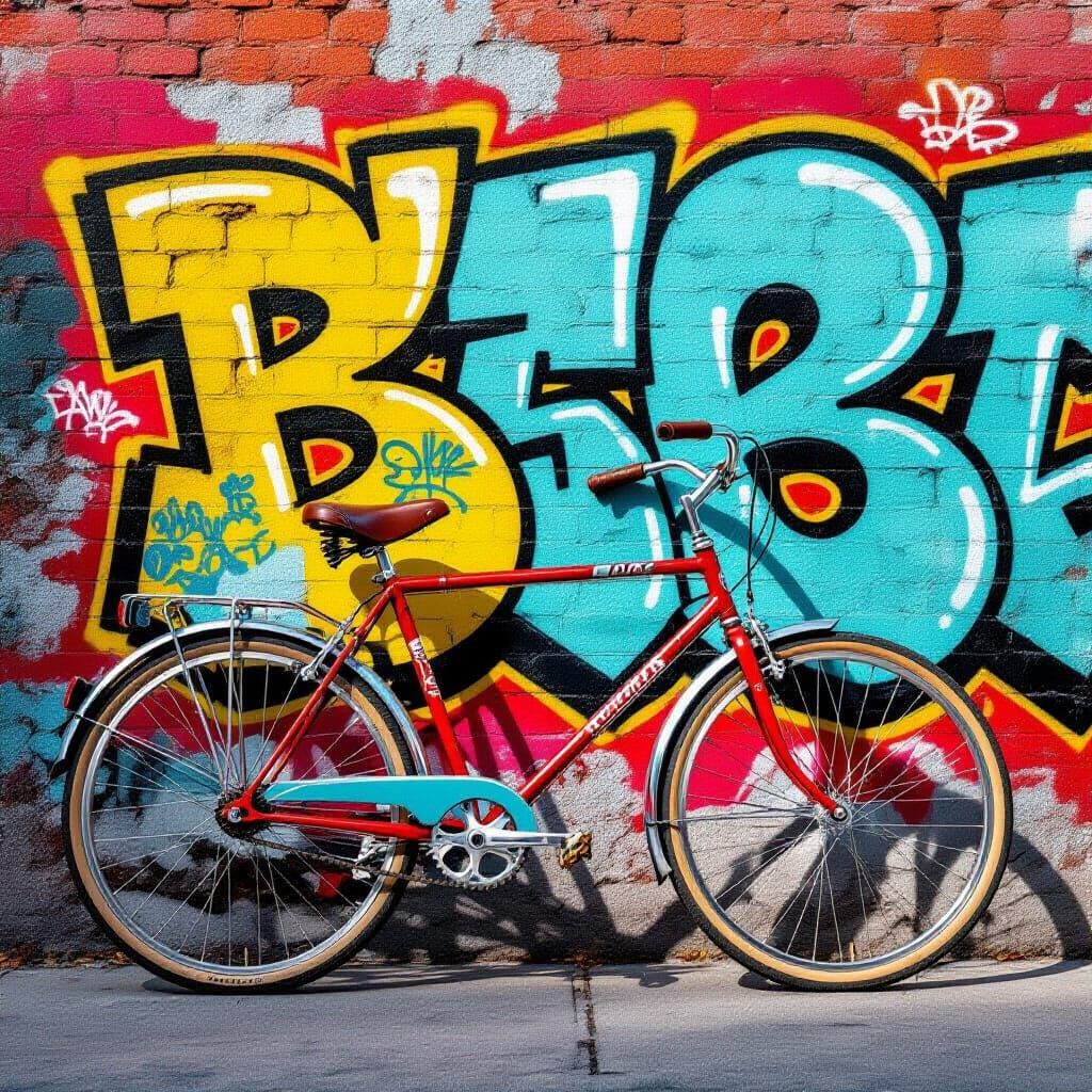 Restored FBM Bicycle Against Graffiti Wall