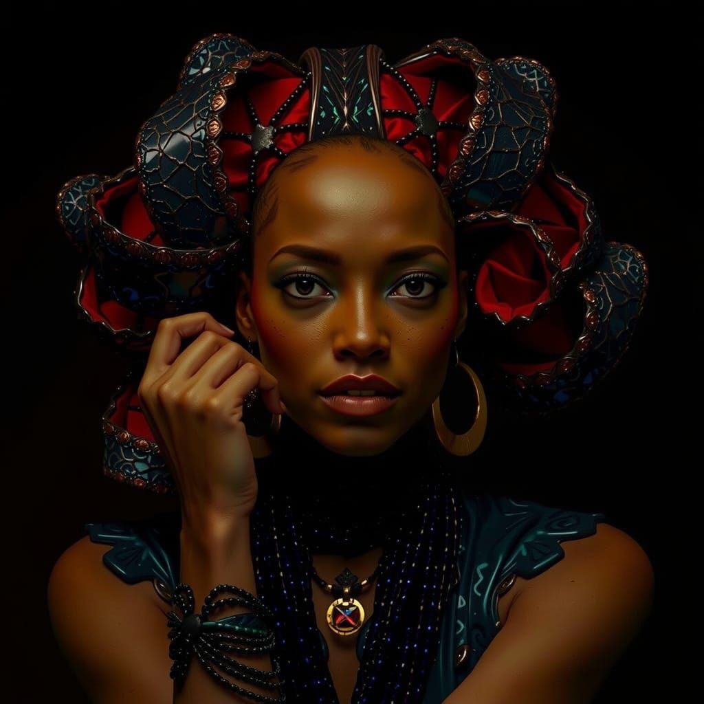 African Queen in Flamboyant 3D CGI Style