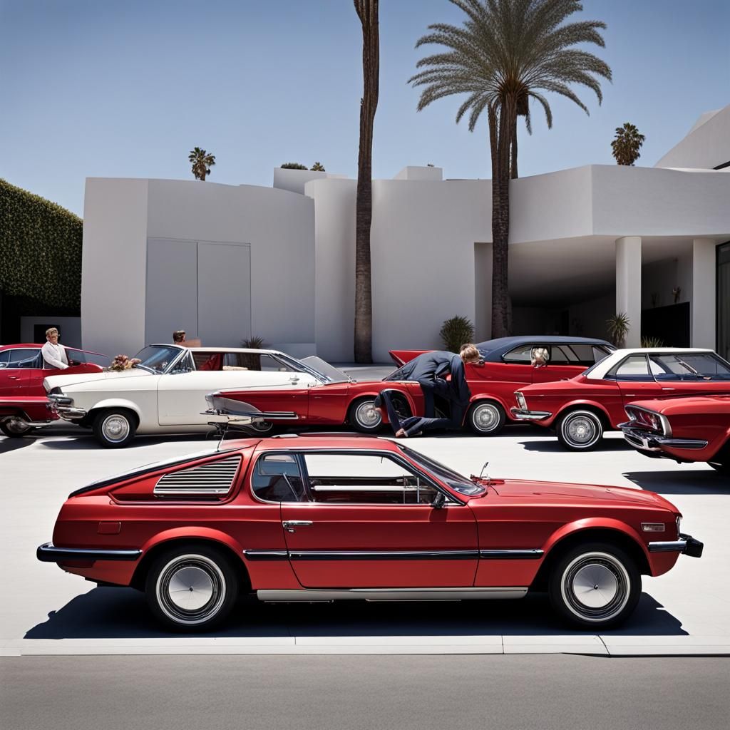 Classic Red Honda on Rodeo Drive, L.A.