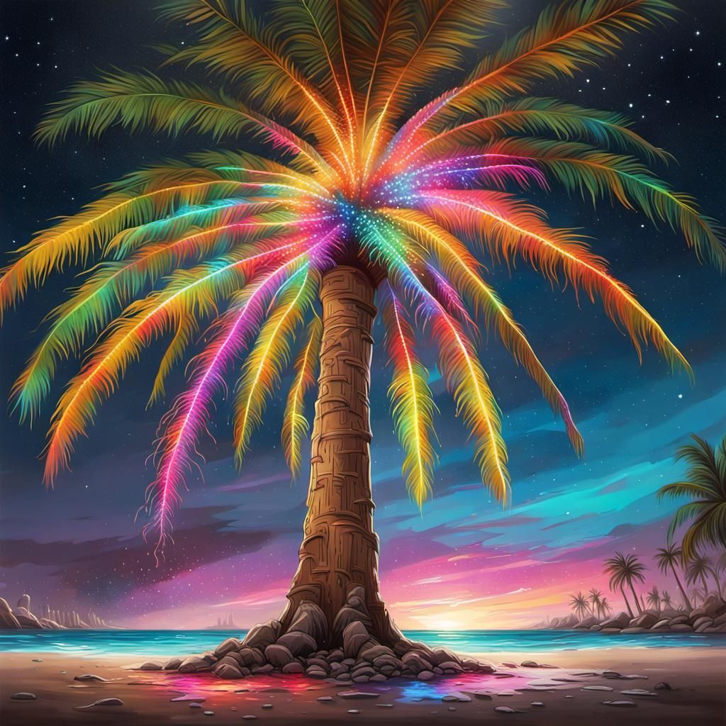 Palmtree with led Christmas tinsel