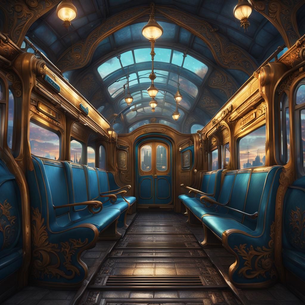 Surreal Train Station with Kaleidoscope Girl