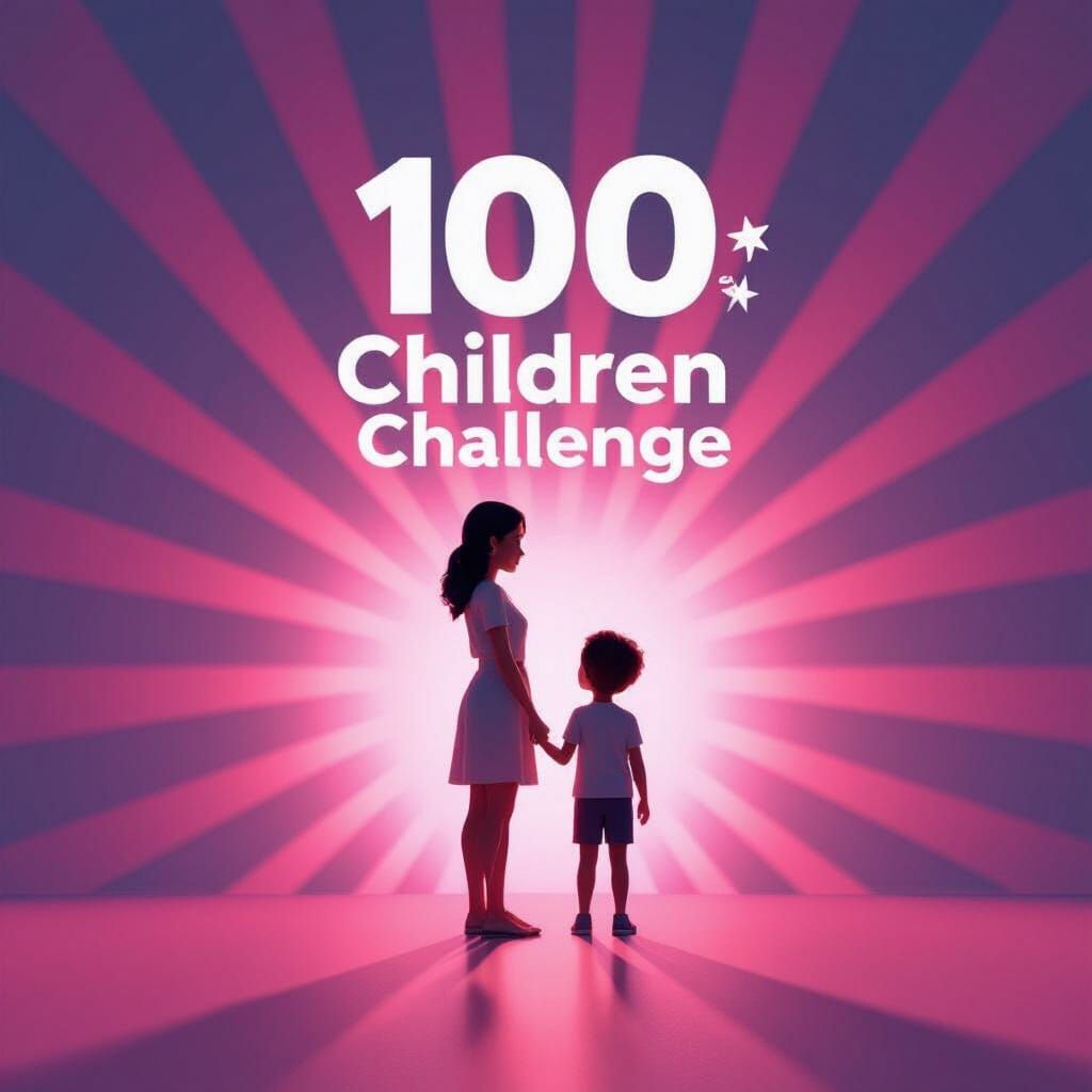 Pixar Style Woman and Child on Pink Background