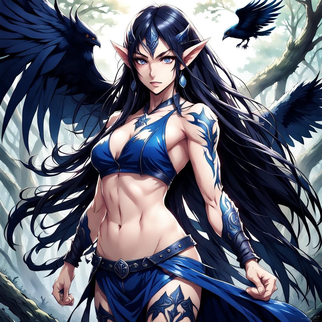 Female Elf Druid in Anime Style