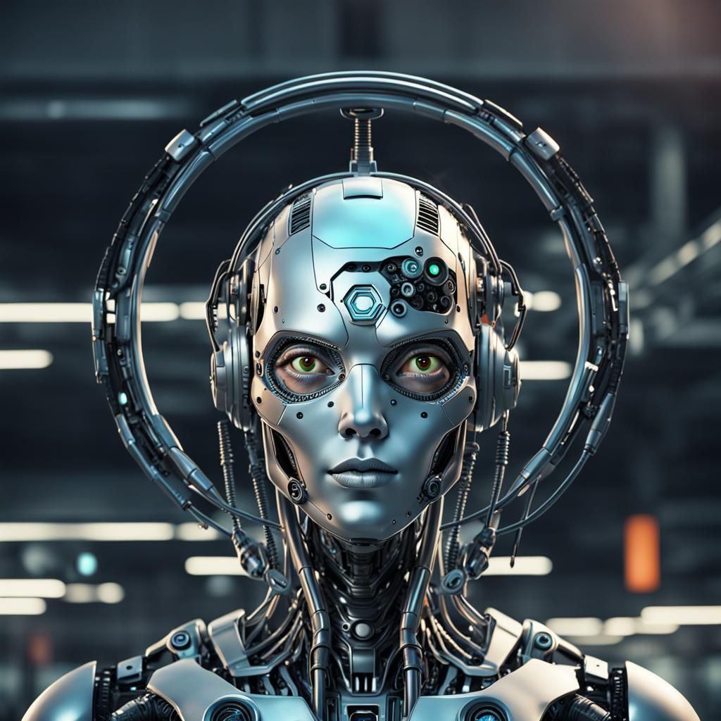 Futuristic Female Cyborg Robot Portrait