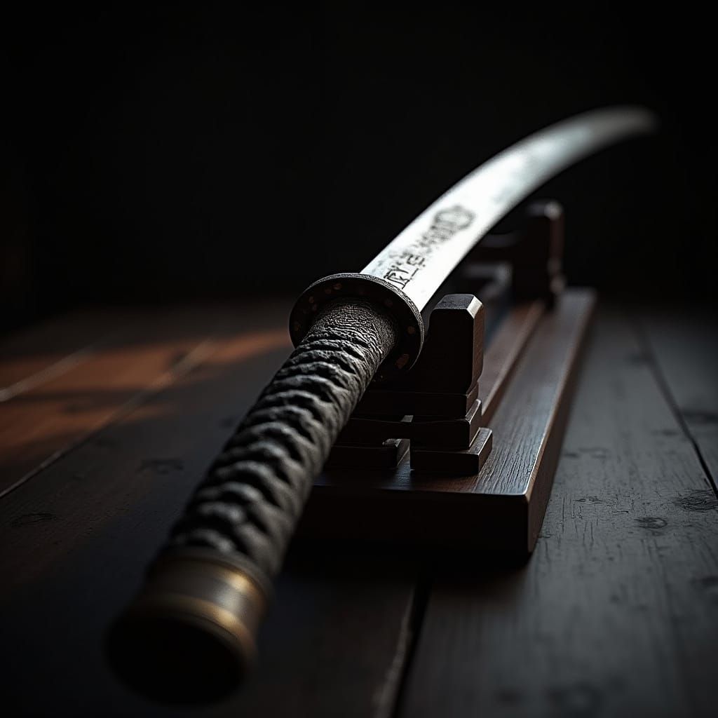 Photorealistic Katana with Intricate Etchings