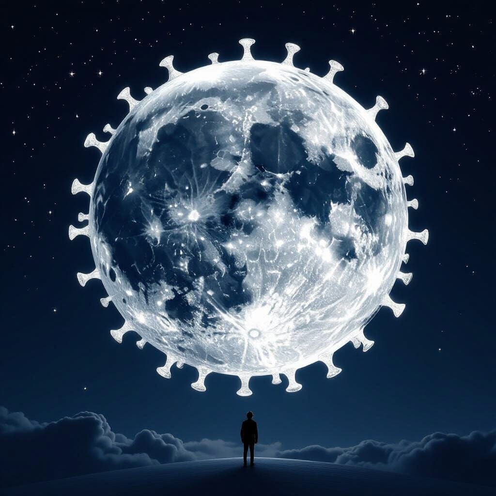 Stylized Coronavirus Moonlit Gathering, Photorealistic Style