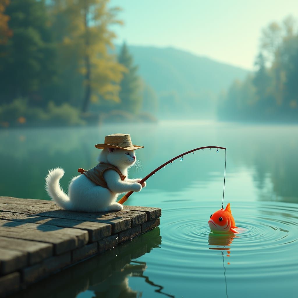 Cat Fishing in Dreamy Turquoise Waters
