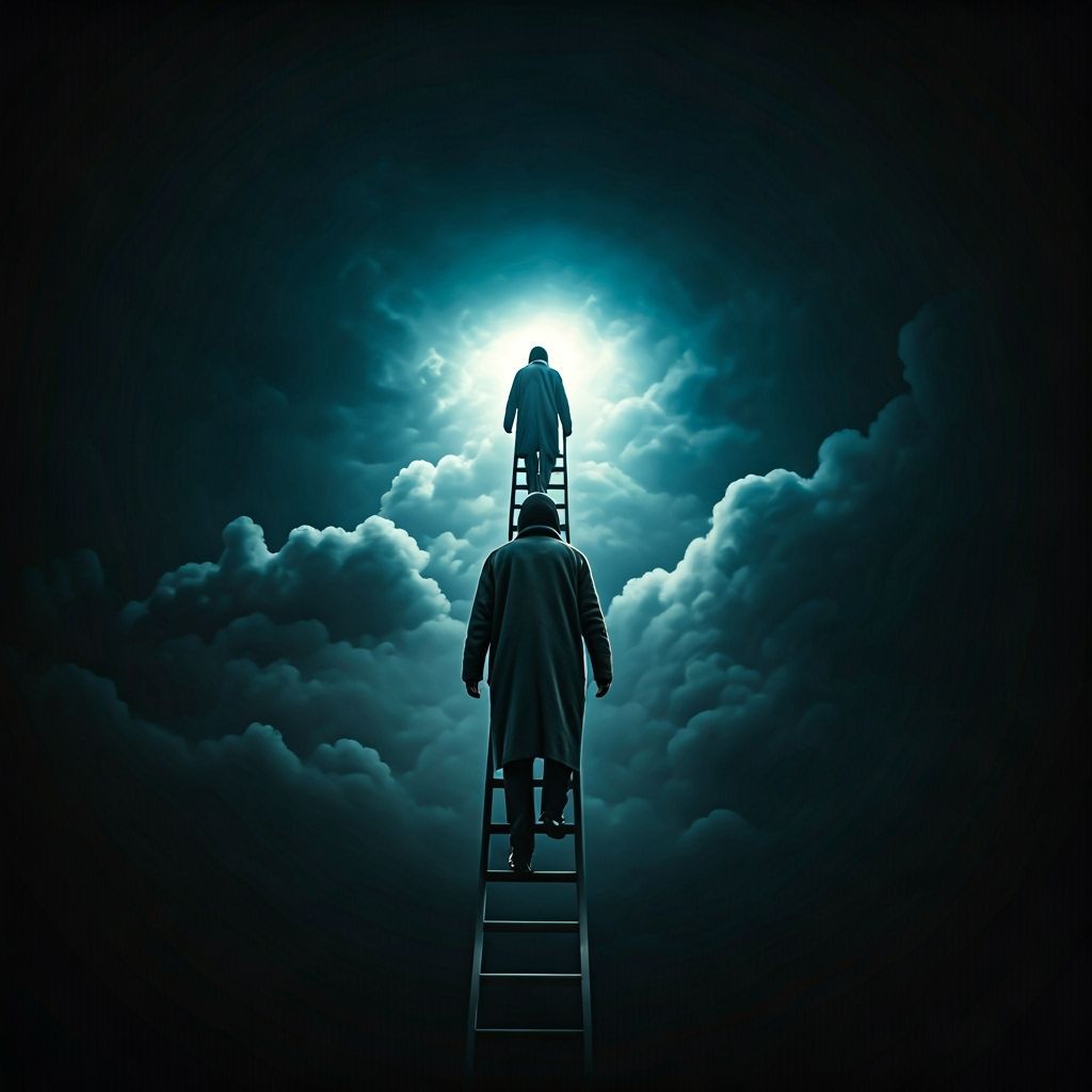 Surreal Ladders to Nowhere with Faceless Figures