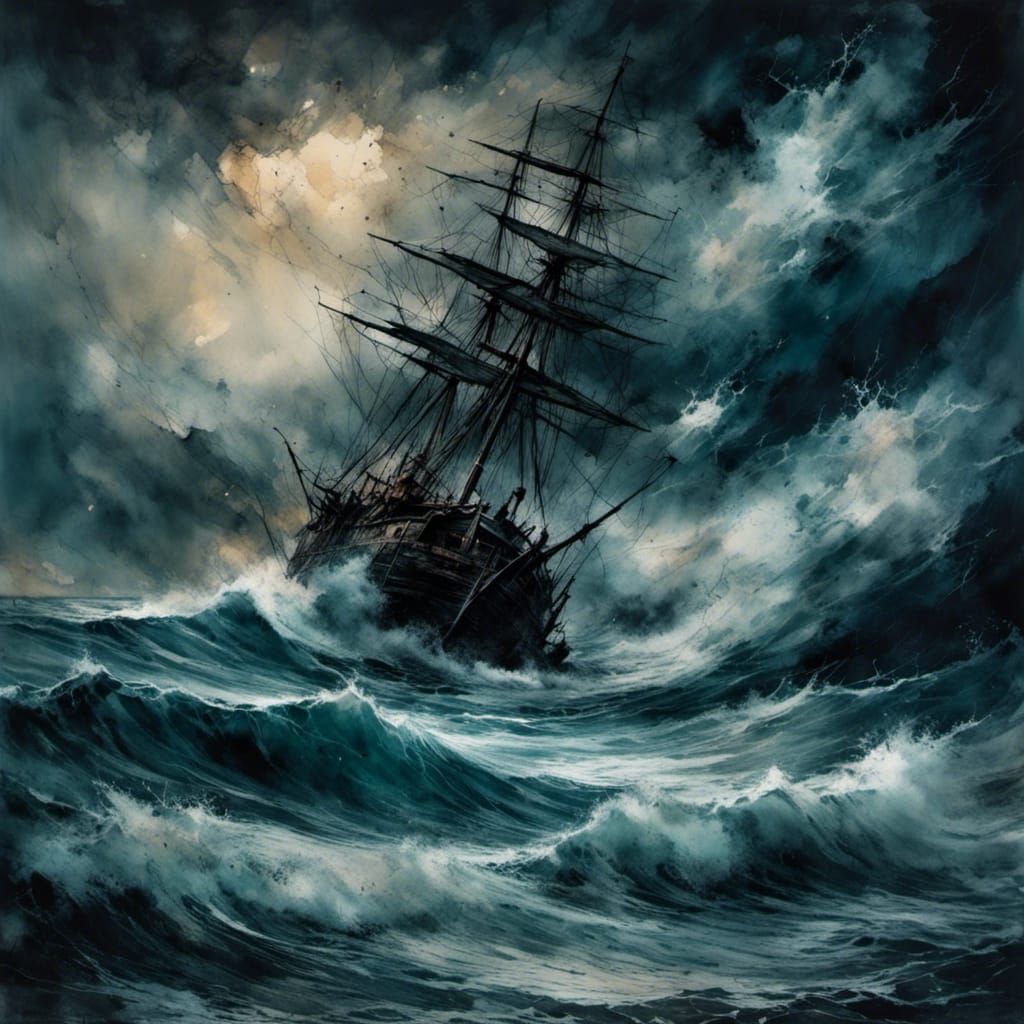 Dark Storm Rages Over the Sea in Ultra Detail