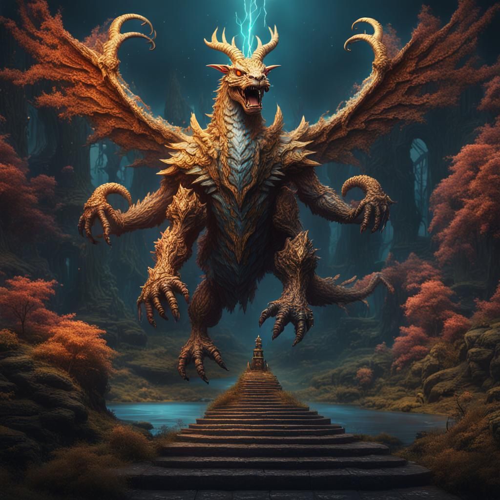 Mythical Pixel Creature: Detailed Fantasy Concept Art