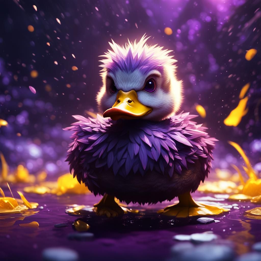 Angry Fluffy Duckling in Dark Fantasy Style