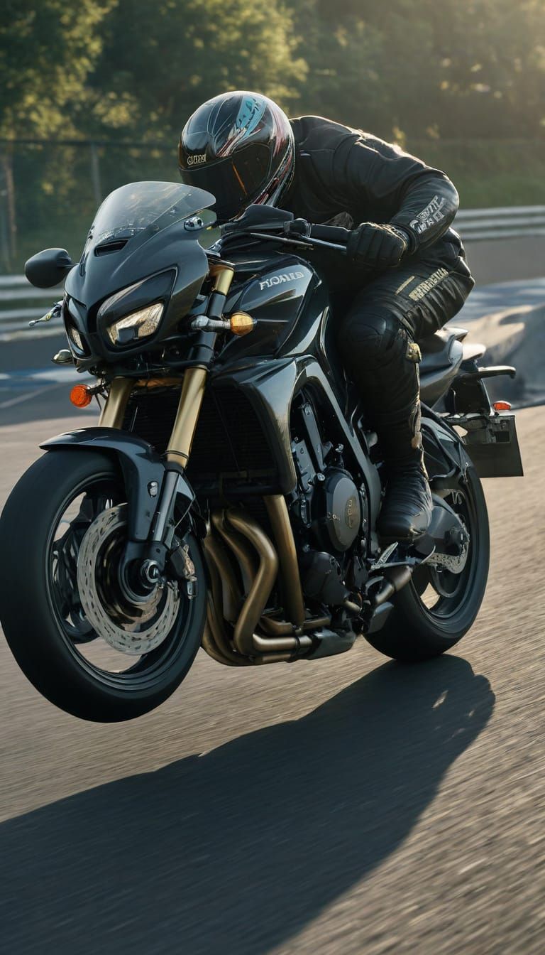 Honda Motorcycle Leaning into Race Track Corner