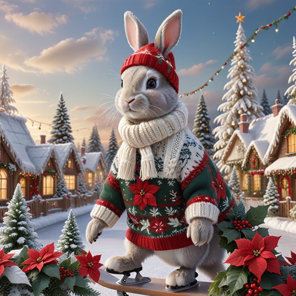 Winter Wonderland with Bunny Ice Skating