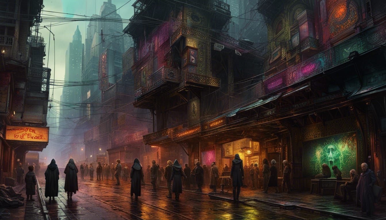 Cyberpunk Gothic Horror Cityscape Matte Painting