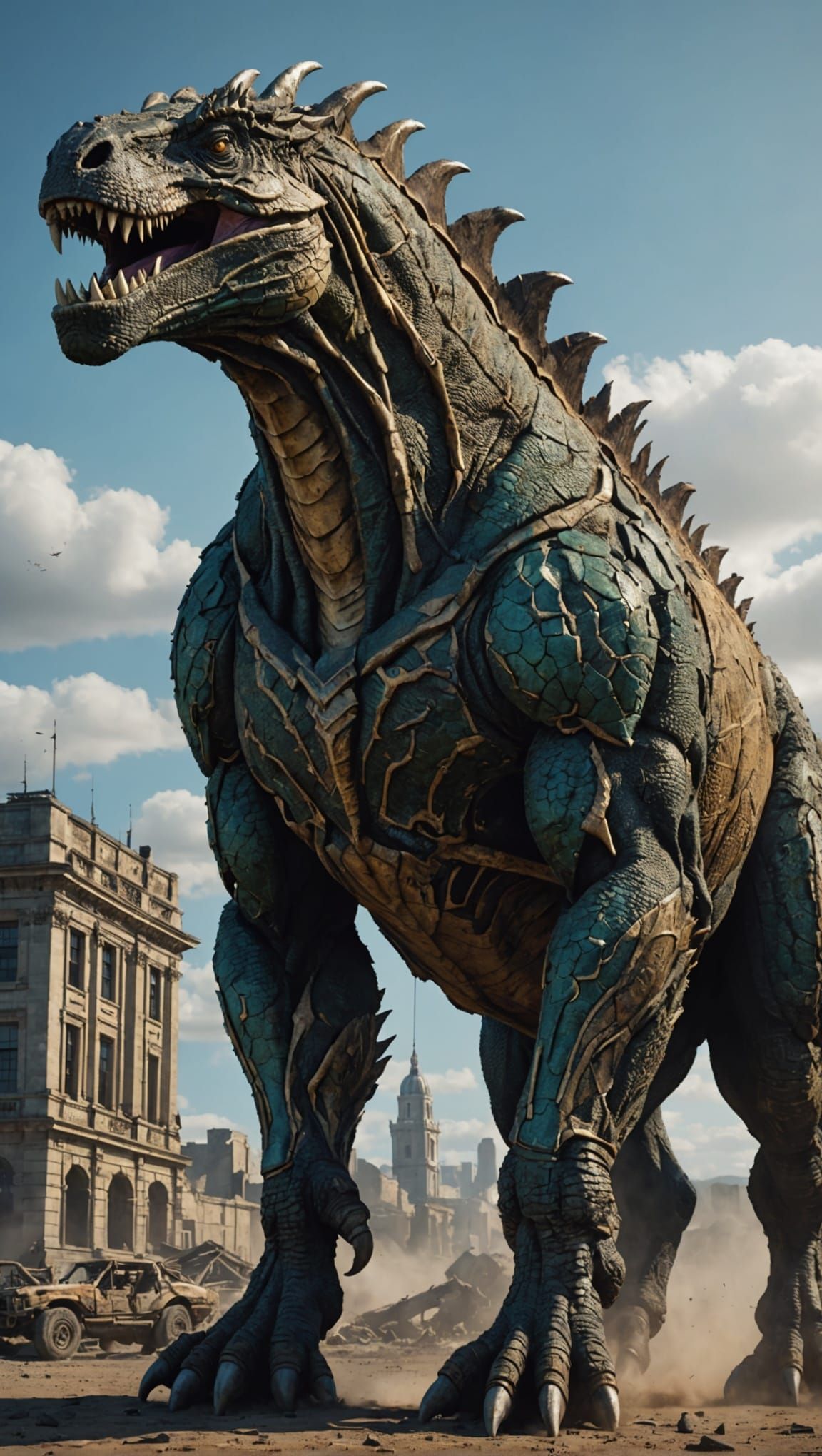 Titan Horse Creature Destroys London: Matte Painting