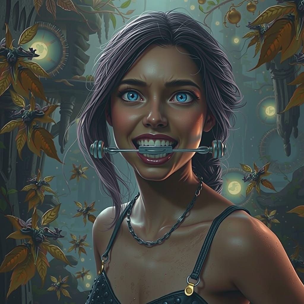 Medieval Tongue Clamp Horror in High-Fantasy Landscape