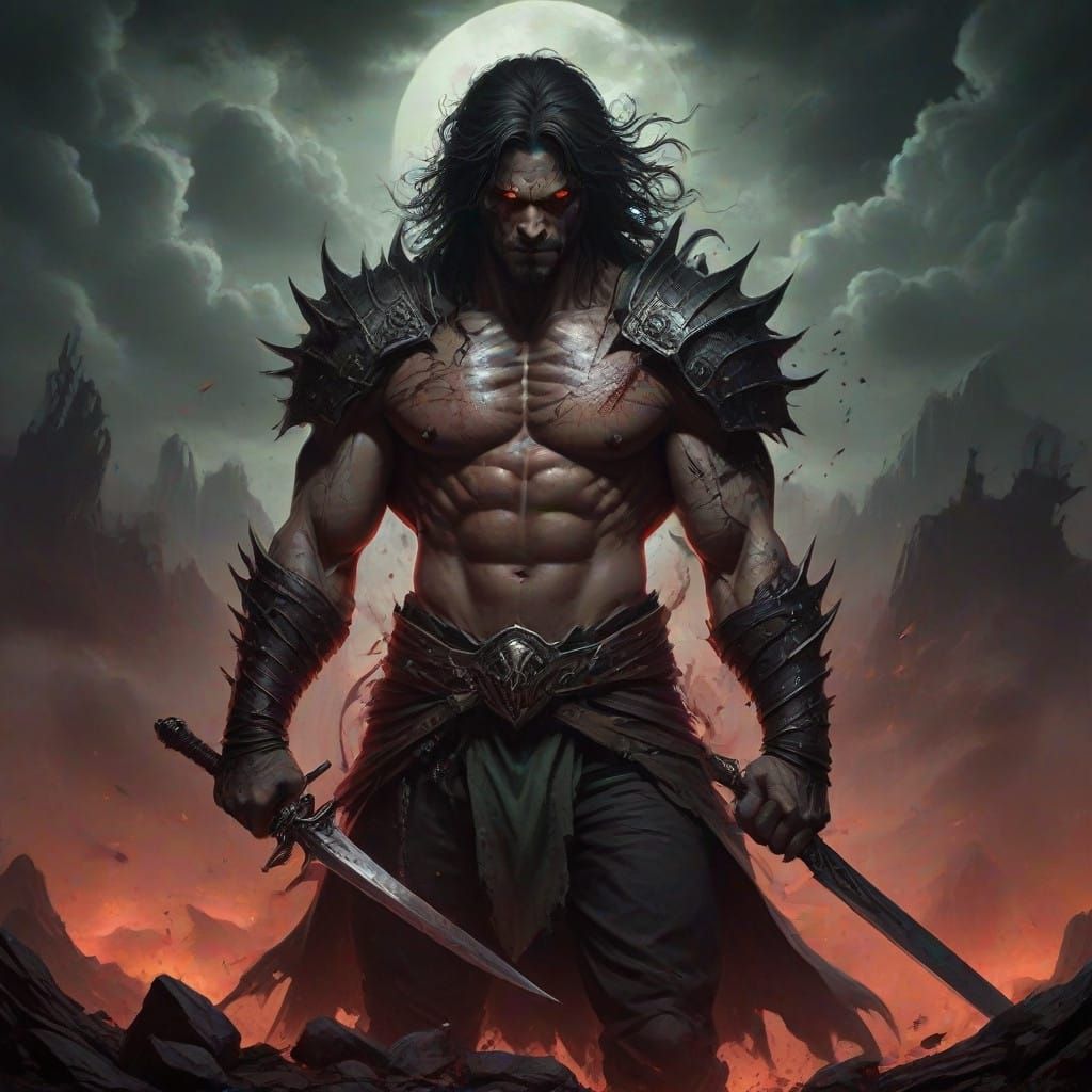 Berserker God of Ruin Warrior in Dark Armor