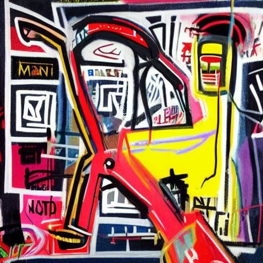 Expressionist Robots and Humans in a Graffiti Style