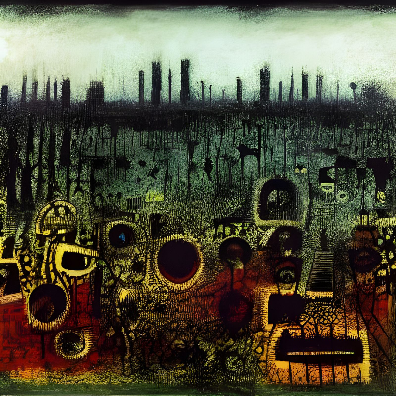 Surreal Figures Amidst Abstract Chaos