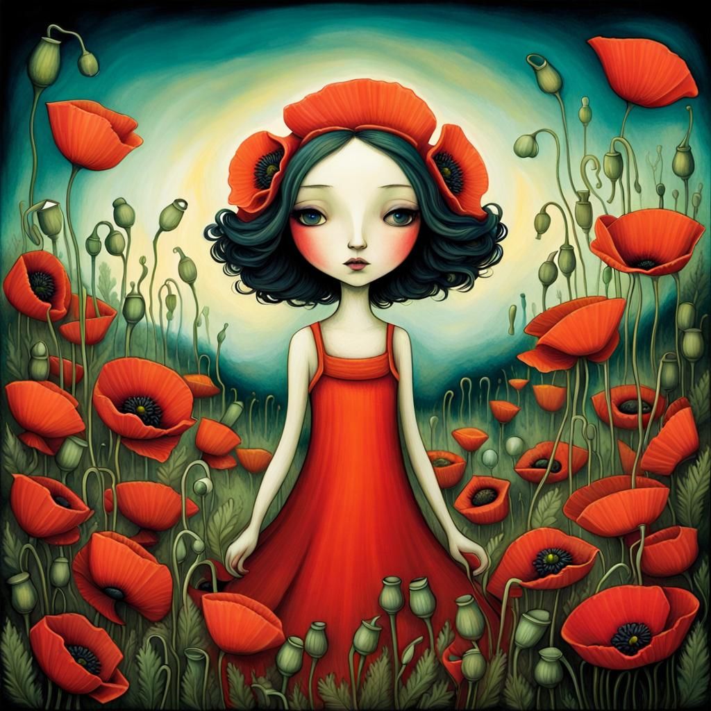 Poppy Illustration in Lacombe Style